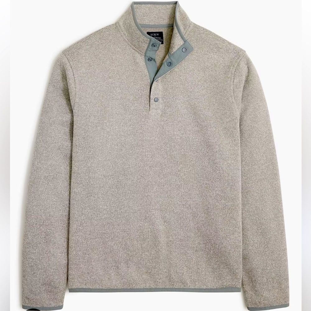 J CREW Men’s Marled fleece half-snap pullover L NEW
